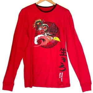 Original Gravity Red dragon print Long-sleeve Graphic Tee,‎ Size M, NWT